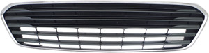 Front Bumper Grille for Toyota Avalon 2013-2015, Chrome Shell with Painted-Silver Insert, Without Sensor Hole, Replacement