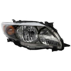 Headlight Assembly for Toyota Corolla 2009-2010 Right Passenger, Halogen, Black Interior, S/XRS Models, North America Built Vehicle, Replacement