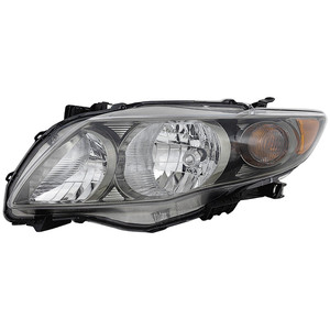 Headlight Assembly for Toyota Corolla 2009-2010, Left Driver, Halogen Light, Black Interior, S/XRS Models, North America Built Vehicle, Replacement