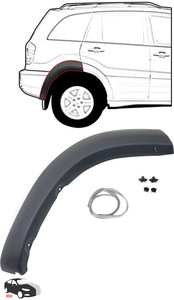 Rear Wheel Opening Molding for Toyota RAV4 2001-2005, Right Passenger Rear Section, Paint to Match, Replacement