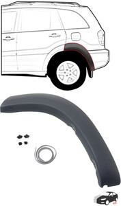 Rear Wheel Opening Molding for 2001-2005 Toyota RAV4, Left Driver Rear Section, Paint to Match, Replacement