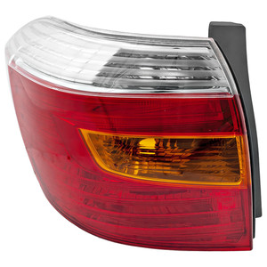 Tail Light for Toyota Highlander 2008-2010, Left Driver, Lens and Housing, Amber/Clear/Red Lens, Sport Model, Japan Built Vehicle, Replacement