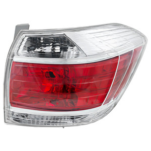 Tail Light for Toyota Highlander 2011-2013 Right Passenger, Clear and Red Lens, Hybrid Model, Lens and Housing, Replacement