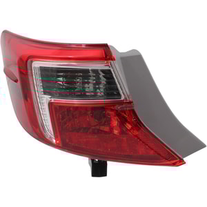 Tail Light Assembly for Toyota Camry 2012-2014, Left Driver Side, Outer, Red and Clear Lens, Replacement