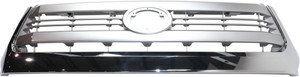 Grille for Toyota Tundra 2014-2015, Painted Silver Shell with Gray Insert, featuring Chrome Molding and Front Emblem, 1794 Edition Model, Replacement