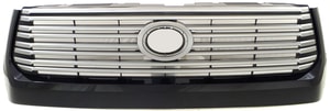 Grille for Toyota Tundra 2014-2017, Painted Silver Shell with Gray Insert, Black Molding, with Front Emblem, Platinum Model, Replacement