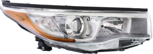 Headlight Assembly for Toyota Highlander 2014-2016, Right Passenger Halogen Light, with Smoked Chrome Accent, Replacement