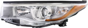 Headlight Assembly for Toyota Highlander 2014-2016, Left Driver, Halogen Light, w/ Smoked Chrome Accent, Replacement