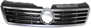 Grille for Volkswagen Passat CC 2013-2017, Painted Black Shell and Insert, Plastic, Replacement