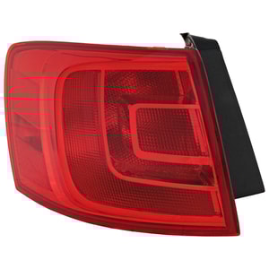 Tail Light Assembly for Volkswagen Jetta Sedan 2011-2018, Left Driver, Outer, Halogen, without Rear Fog Lights, fits Hybrid 2013-2014, Replacement