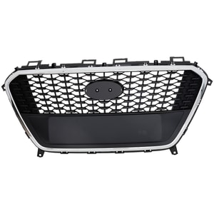 Grille for Hyundai Sonata 2016-2017 Models, Black Shell and Insert, Without Auto Cruise Control, Without Emblem, Designed for Hybrid Model, Replacement
