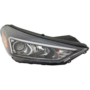 Headlight Assembly for Hyundai Tucson 2019-2021, Right Passenger, Halogen with LED Position Light, Replacement