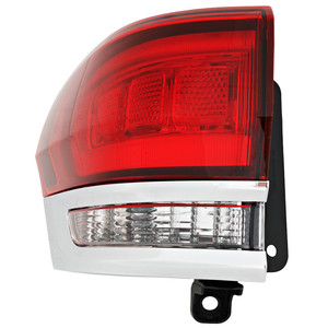 Tail Light Assembly for 2014-2022 Jeep Grand Cherokee WK, Left Driver Outer, with Chrome Trim, Type 2, Compatible with Laredo, Limited, Overland, Summit Models without Platinum Insert, Replacement