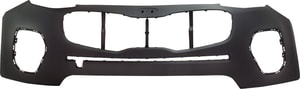 Front Bumper Cover for Kia Sportage 2017-2019 Upper, Primed (Ready to Paint), without Parking Aid Sensor Holes, FWD (Front-Wheel Drive), Replacement