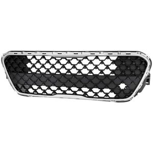 Front Bumper Grille for Kia Soul 2020-2022, Chrome Shell with Gray Insert, LX/S Models, Replacement
