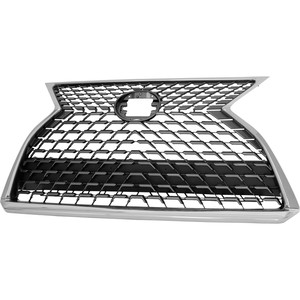 Chrome Shell/Dark Gray Insert Grille for 2020-2022 Lexus RX350/RX450H, Canada Built, without F Sport Package, with Parking Aid Sensor and Camera Holes, Replacement