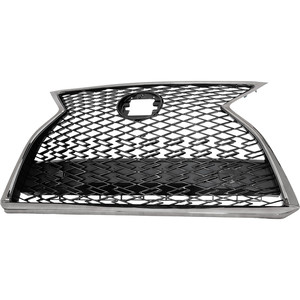 Grille for Lexus RX350/RX450H 2020-2022, Chrome Shell, Painted Dark Gray Insert, Compatible with F Sport Package, Without Parking Aid Sensor Holes, Replacement
