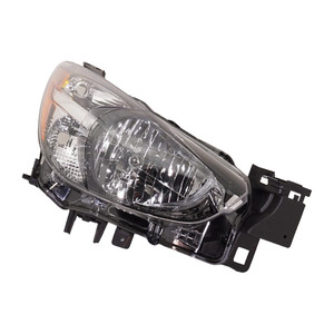Headlight for Mazda 2 (2011-2014), Right Passenger Side, Halogen Light, Lens and Housing, Replacement