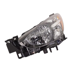 Headlight for 2011-2014 Mazda 2, Left Driver Side, includes Lens and Housing, uses Halogen light, Replacement