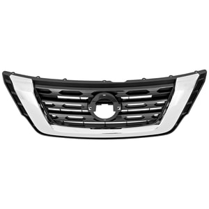 Grille for Nissan Pathfinder 2017-2020, Black Shell and Insert, without Around View Monitor, Front View Camera, Midnight Edition, Rock Creek Edition, Replacement