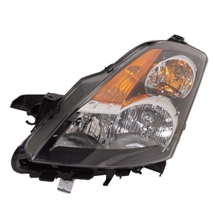 Headlight Assembly for 2007 Nissan Altima Sedan/Hybrid, Left Driver Side, Halogen Light with Black Bezel, Replacement