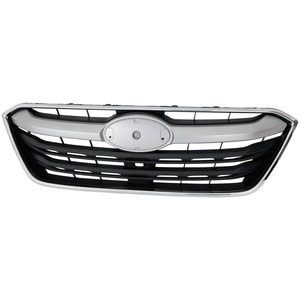Painted Black Grille for Subaru Outback 2020-2022 with 2.4L Engine, Chrome Frame and Silver Gray Molding, Replacement