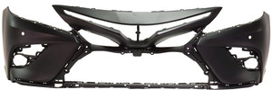Front Bumper Cover for Toyota Camry 2018-2019, Primed (Ready to Paint), Without TRD Package, Without Camera Hole, With Parking Aid Sensor Holes, XSE Model, Replacement