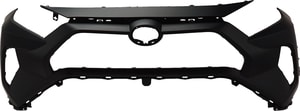 Front Bumper Cover for Toyota RAV4 2019-2023, Primed (Ready to Paint), Fit for LE/Limited/XLE/XLE Premium/Hybrid Models, No Parking Aid Sensor Holes, For North America Built Vehicle, Replacement