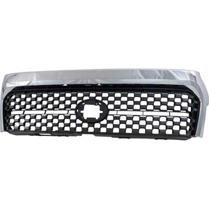 Standard Type Grille for 2018-2021 Tundra, Painted Light Gray Shell and Insert with Chrome Frame, Includes Front Emblem, Without Chrome Surround, Toyota Replacement