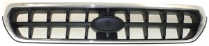 Grille for 2003-2004 Subaru Outback, Chrome Shell with Painted Silver-Black Insert, Replacement