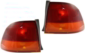 Tail Light Pair/Set for 1996-1998 Honda Civic Sedan, Outer Lens and Housing, Right Passenger and Left Driver, Replacement