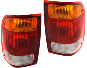 Tail Light Pair/Set for 1998-1999 Ford Ranger, Right Passenger and Left Driver, Lens and Housing Replacement