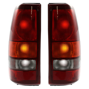 Tail Light Assembly Pair/Set for Chevrolet Silverado 1500/2500 1999-2002, GMC Sierra 1500/2500 1999-2003, Fleetside, Right Passenger, Left Driver Replacement