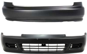 Front and Rear Bumper Cover Set for 1992-1995 Honda Civic, Set of 2, Primed (Ready to Paint), Suitable for Hatchback Model - Replacement