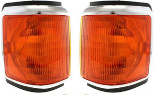 Corner Light Pair/Set for Ford F-Series 1987-1991, Right Passenger and Left Driver, Lens and Housing with Trim, Replacement F-150, F-250, F-350