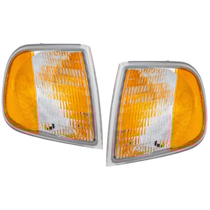 Corner Light Pair/Set for Ford F-Series 1997-2003, Includes Right Passenger and Left Driver Lights, Lens and Housing, Replacement - Fits F-150, F-250, F-350, F-450, F-550.
