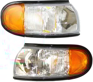 Corner Light Pair/Set for Nissan Quest 1996-1998, Right Passenger and Left Driver, Lens and Housing, Next to Headlight, Replacement