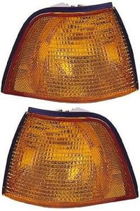 Corner Light Lens and Housing Pair/Set for BMW 3-Series 1995-1999, Right Passenger and Left Driver Sides, Replacement - Fits: 318i, 323i, 325i, 328i, M3.