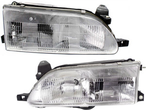 Pair/Set - Headlight Assembly for 1993-1997 Toyota Corolla, Halogen, Right Passenger and Left Driver Replacement
