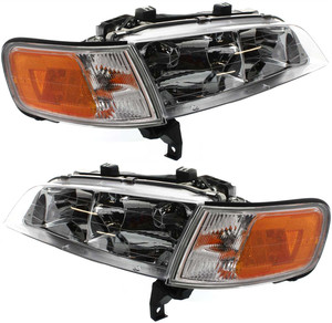 Headlight Assembly Pair/Set for 1994-1997 Honda Accord, Halogen, Right Passenger and Left Driver with Corner Light, Replacement