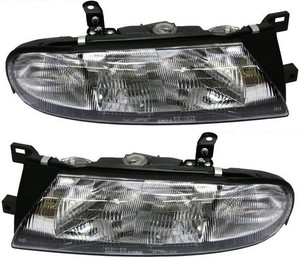 Headlight Assembly Pair/Set for Nissan Altima 1993-1997, Right Passenger and Left Driver, Halogen Replacement