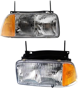 Headlight Assembly Pair/Set for GMC Sonoma 1994-1997, Right Passenger and Left Driver, Halogen Light, Composite Type Replacement