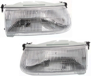 Headlight Assembly Pair/Set for Ford Explorer 1995-2001/Mercury Mountaineer 1997, Right Passenger and Left Driver, Halogen, Replacement