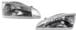 Headlight Pair/Set for Dodge Intrepid 1995-1997, Includes Right Passenger and Left Driver Side, Lens and Housing, with Vertical Fluted Lens, Replacement