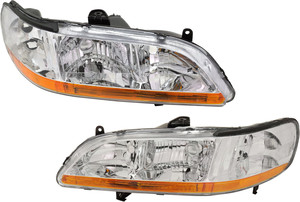 Headlight Pair/Set for 2001-2002 Honda Accord, Includes Right Passenger and Left Driver Lights, Lens and Housing Replacement