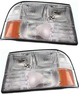 Headlight Assembly Pair/Set for 1998-2004 Sonoma, 1998-2001 Bravada, Right Passenger and Left Driver, Halogen, Without Fog Lights, Replacement