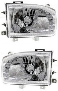 Headlight Assembly Pair/Set for 1999-2004 Nissan Pathfinder, Right Passenger and Left Driver, Halogen, From 12-1998 Replacement