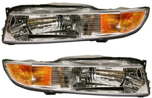 Headlight Assembly Pair/Set for Mitsubishi Galant 1999-2001, Halogen, Right Passenger and Left Driver, Replacement