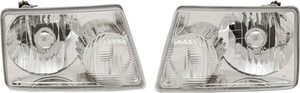 Headlight Assembly Pair/Set for 2001-2011 Ford Ranger, Right Passenger and Left Driver Side, Halogen, with Turn Signal Bulb and Socket, Fits All Cab Types, Replacement