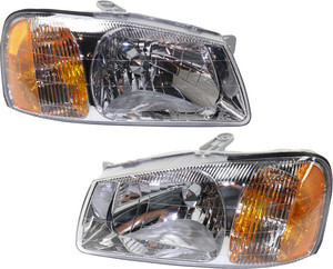 Headlight Assembly Pair/Set for Hyundai Accent 2000-2002, Right Passenger and Left Driver, Halogen, Suitable for Hatchback/Sedan, Replacement
